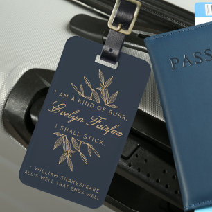 Custom Eleganto Moderne Botanische Hexenzitat Navy Gepäckanhänger