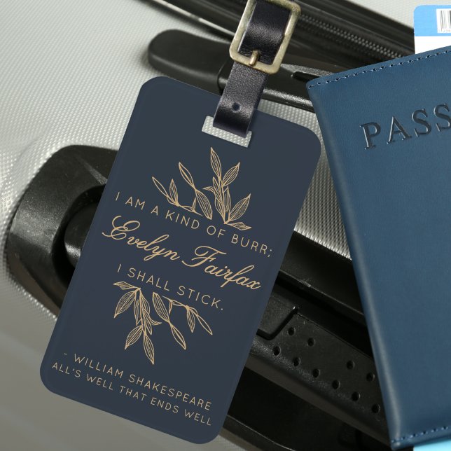 Custom Eleganto Moderne Botanische Hexenzitat Navy Gepäckanhänger (Von Creator hochgeladen)