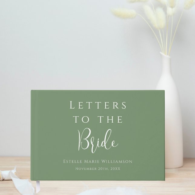Custom Elegantsage Green Letters to Bride Gästebuch (Von Creator hochgeladen)
