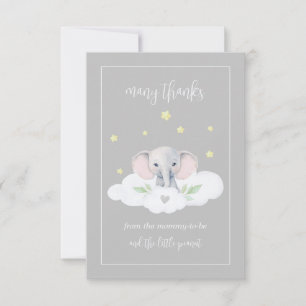 Custom Elephant Gray Baby Dusche Danke Karten