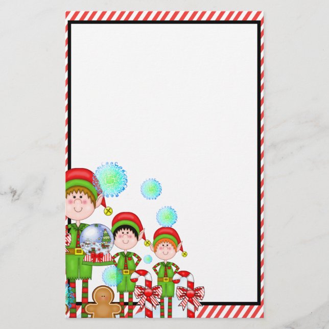 Custom Elf Holiday Stationary Briefpapier (Vorderseite)