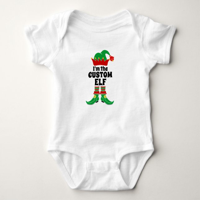 Custom Elf Ich bin der benutzerdefinierte Elf Erst Baby Strampler (Vorderseite)