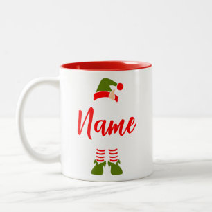 Custom Elf Tasse, Personalisierte Weihnachtskaffee Zweifarbige Tasse
