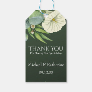 Custom Emerald Dankeschön Watercolor White Blume Geschenkanhänger