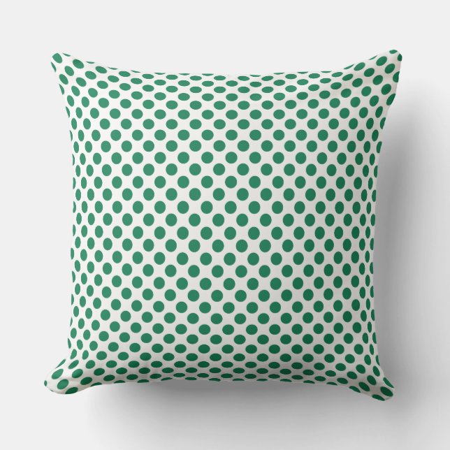 Custom Emerald Green Polka Dots Throw Kissen (Vorderseite)