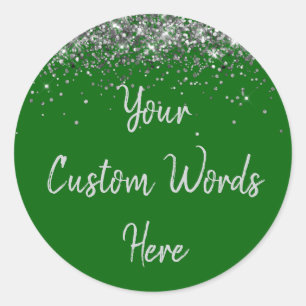 Custom Emerald Green & Silver Birthday Party Gefal Runder Aufkleber