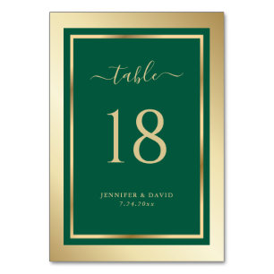 Custom Emerald Green und Gold Wedding Tischnummer