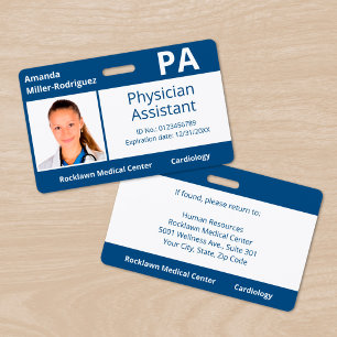 Custom Employee Foto Blue White Hospital ID Ausweis