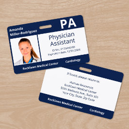 Custom Employee Foto Navy Blue Hospital ID Ausweis