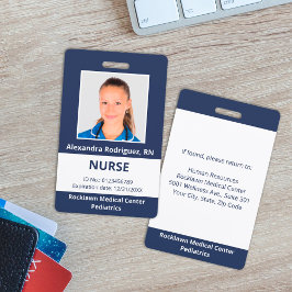 Custom Employee Foto Navy Blue White Medical ID Ausweis
