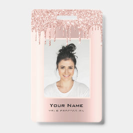 Custom Employee Glitzer Tropfen Rose Gold Name Abz Ausweis
