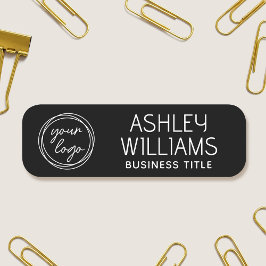 Custom Employee Name Logo Business Modern Black Namensschild