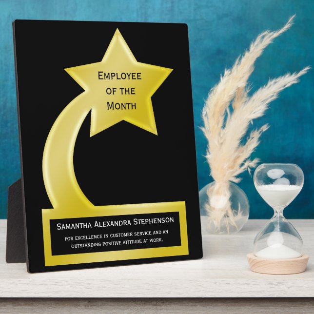 Custom Employee of the Month Award, Gold Star Fotoplatte (Seite)