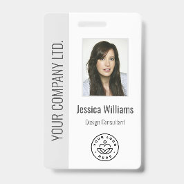 Custom Employee Photo, Bar Code, Logo, Name Grey Ausweis