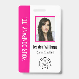 Custom Employee Photo Bar Code Logo Name Hot Pink Ausweis