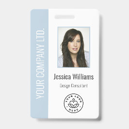 Custom Employee Photo Barcode Logo Name Dusty Blue Ausweis