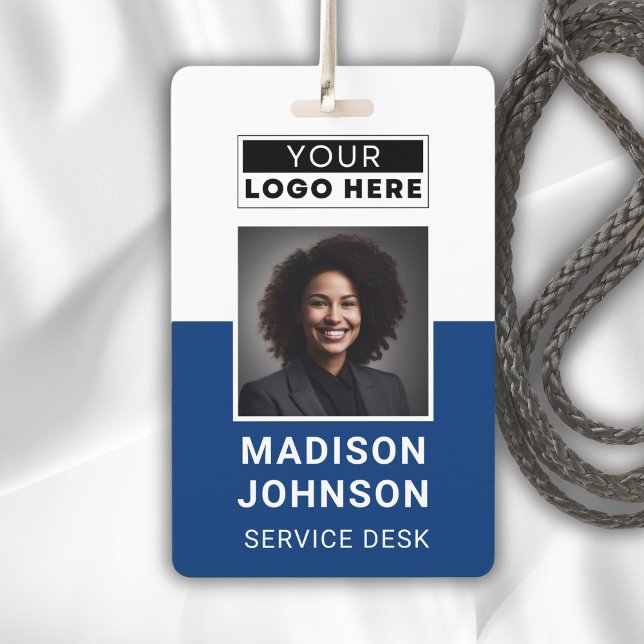 Custom Employee Photo Company Logo Modern Name  Ausweis (Custom Employee Photo Company Logo Modern Name Badge)