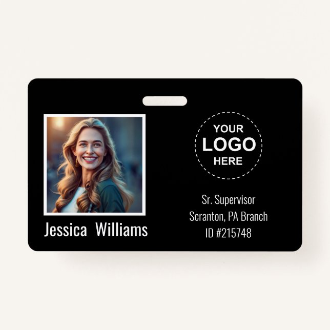 Custom Employee Photo ID Badge with Logo & Barcode Ausweis (Vorderseite)