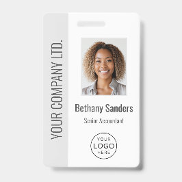 Custom Employee Photo, Logo, Name Light Gray Ausweis