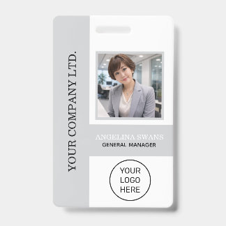 Custom Employee Photo, Logo, Name ,Light Grey  Ausweis