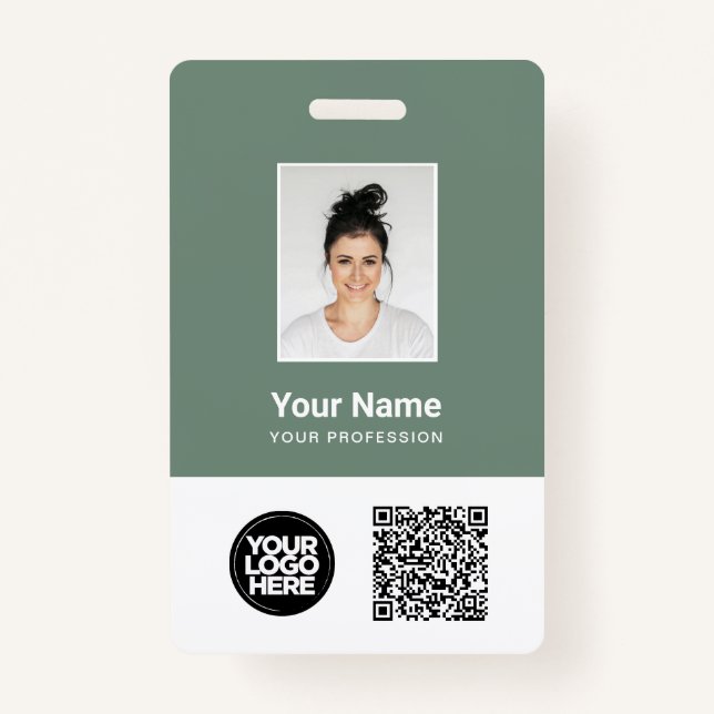 Custom Employee Photo, Qr and Bar Code, Logo, Name Ausweis (Vorderseite)