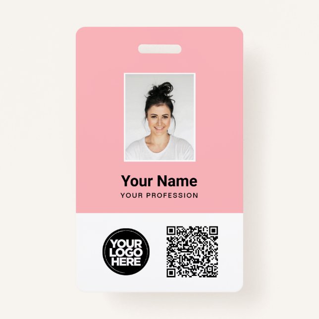 Custom Employee Photo, Qr and Bar Code, Logo, Name Ausweis (Vorderseite)