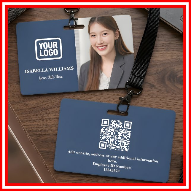 Custom Employee Photo, QR Code, Logo, Name Badge Ausweis (Von Creator hochgeladen)