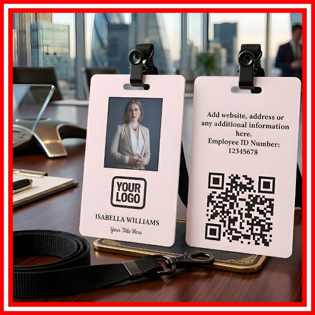 Custom Employee Photo, QR Code, Logo, Name Badge Ausweis (Von Creator hochgeladen)