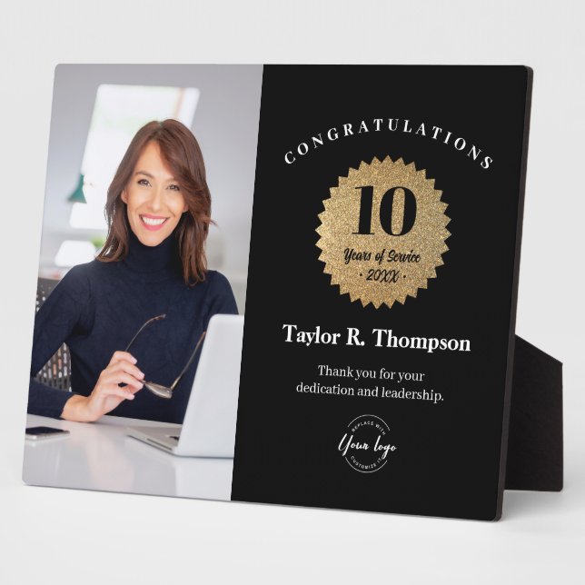 Custom Employee Recognition Photo 10 Year service  Fotoplatte (Seite)
