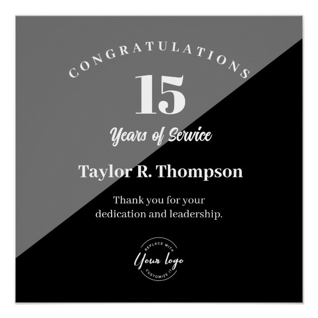 Custom Employee years of service recognition logo Poster (Vorderseite)