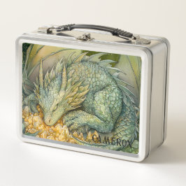 Custom Enchanted Emerald Forest Dragon Metall Brotdose