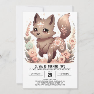 Custom Enchanted Wolf Digital Geburtstag Einladung