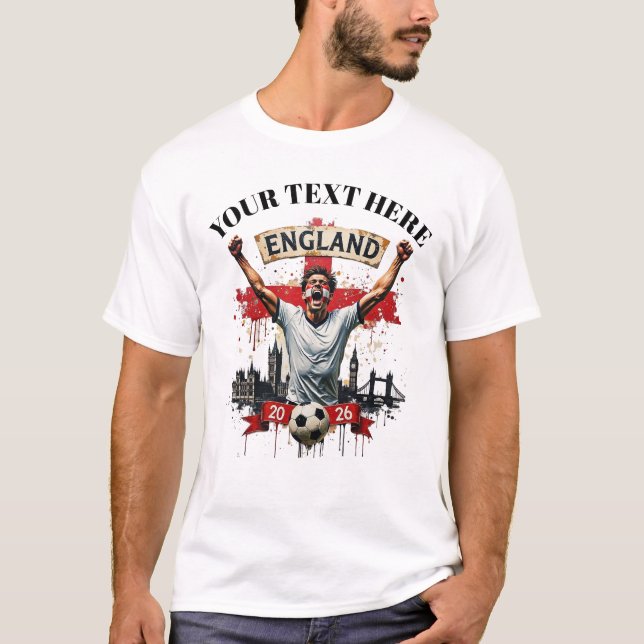 Custom England Soccer Football Team Supporter T-Shirt (Vorderseite)