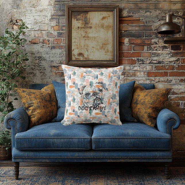 Custom English Bulldog Portrait Pillow Abstrakt Kissen (Von Creator hochgeladen)