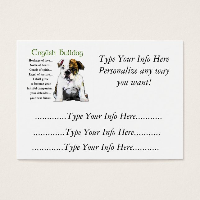Custom English Bulldog-Visitenkarten (Vorderseite)