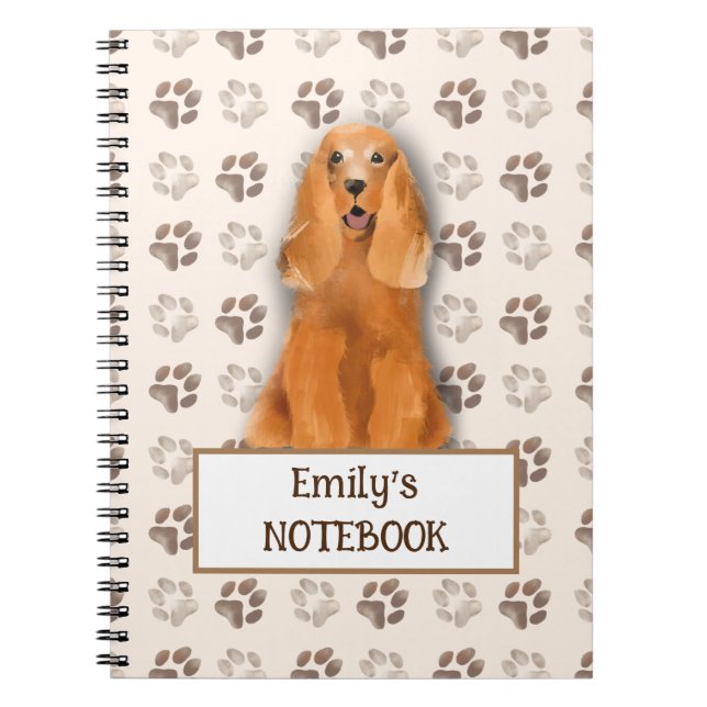 Custom English Cocker Spanisch Notebook Niedlich D Notizblock (Vorderseite)