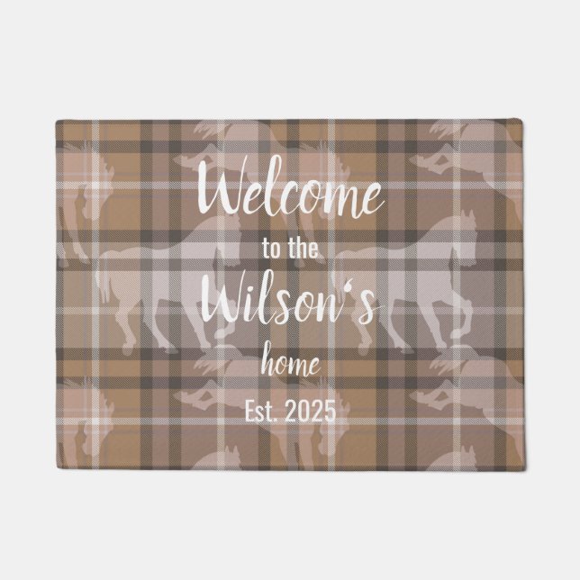 Custom Equestrian Tartan Family Welcome doormat Fußmatte (Vorderseite)
