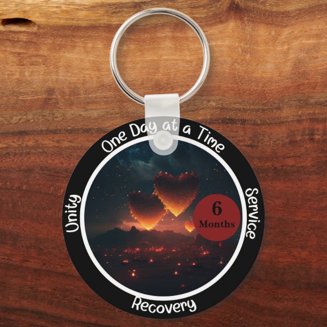 Custom Erholung Meilenstein Geschenk - Herz Schlüsselanhänger (Vorderseite)