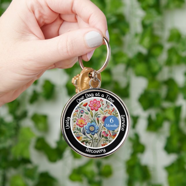 Custom Erholung Meilenstein Gift - Blumen Schlüsselanhänger (Hand)
