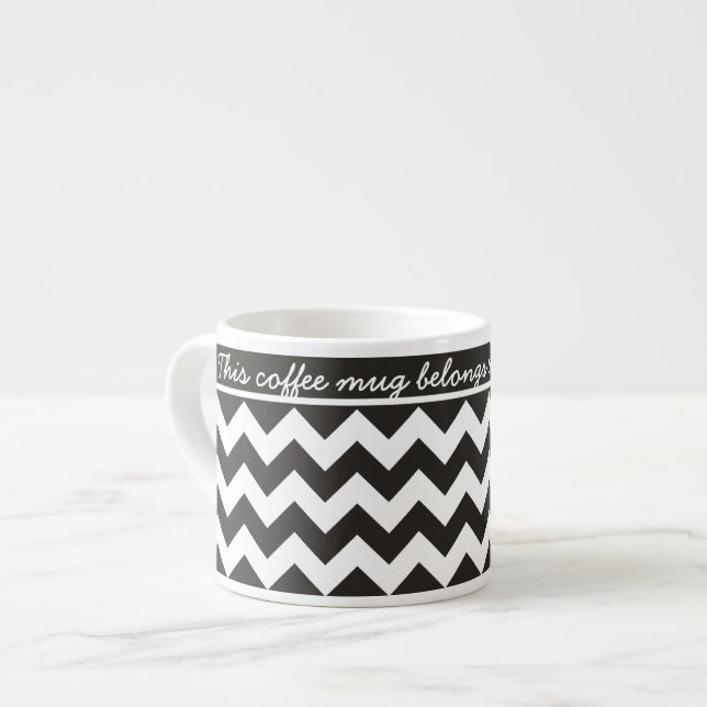 Custom Espresso Tasse, Schwarz und Weiß Chevrons Espressotasse (Vorderseite Links)