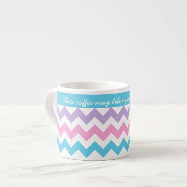 Custom Espresso Tasse, Türkis, Rosa, Chevrons Espressotasse (Vorderseite Links)
