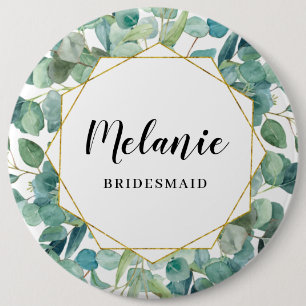 Custom Eucalyptus Gold Bridesmaid Bevorzugung Button