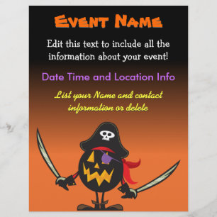Custom Event Halloween Pirate Pumpkin Flyer