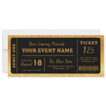 Custom Event Ticket Concept Fake Ticket Black Gold