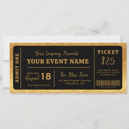 Custom Event Ticket Concept Fake Ticket Black Gold Einladung