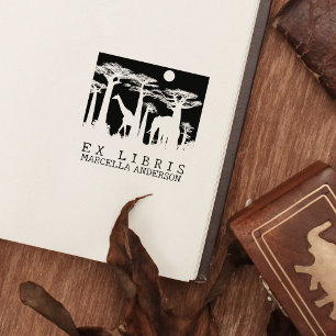 Custom Ex Libris, African Animals Forest Book Gummistempel