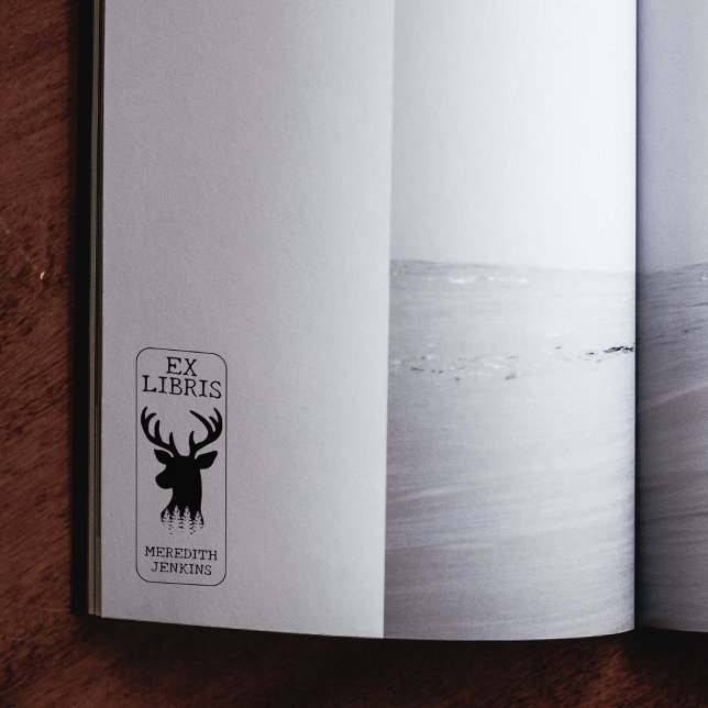 Custom Ex Libris, Deer Book Gummistempel (Von Creator hochgeladen)