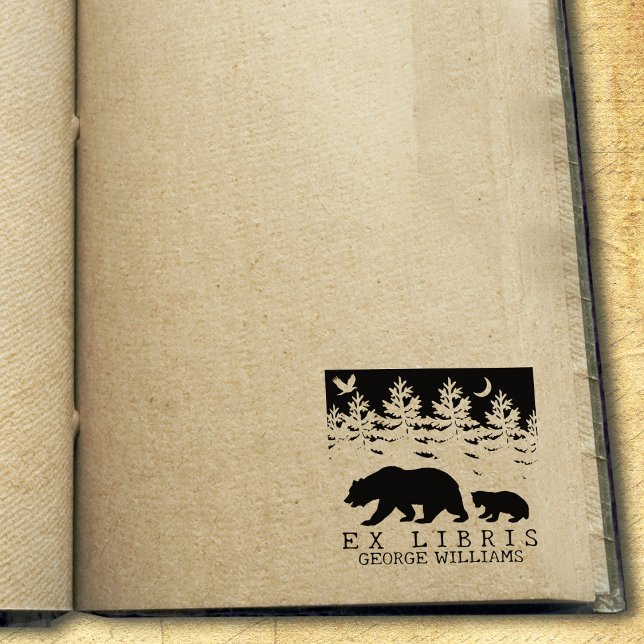 Custom Ex Libris, Forest Bear Book Gummistempel (Von Creator hochgeladen)