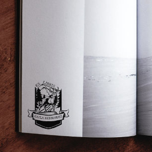 Custom Ex Libris, Forest Deer Book Gummistempel