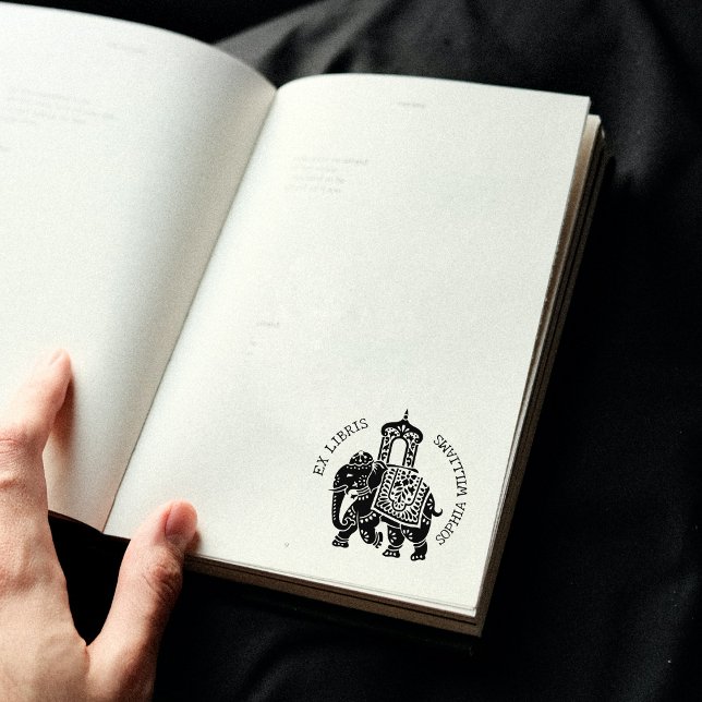 Custom Ex Libris, Indian Elephant Book Gummistempel (Von Creator hochgeladen)